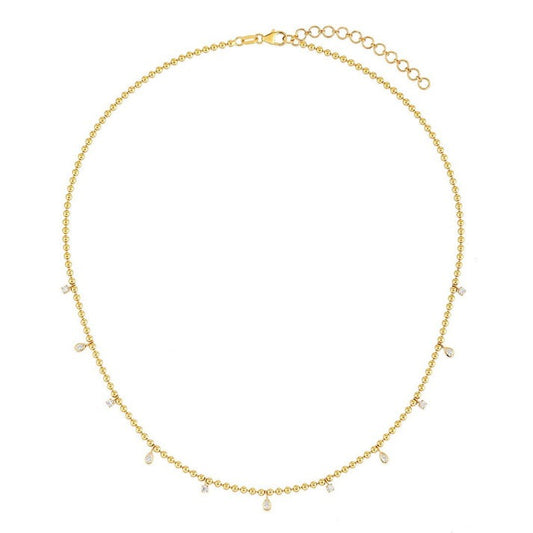 Six Diamond Station Necklace in 14K Yellow Gold