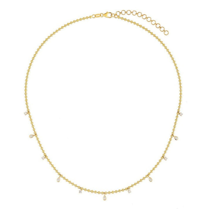 Six Diamond Station Necklace in 14K Yellow Gold