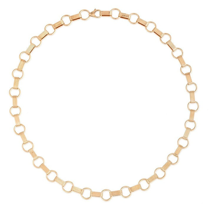 Diamond Handmade Link Necklace in 14K Yellow Gold
