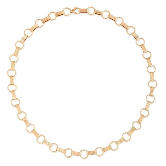 Diamond Handmade Link Necklace in 14K Yellow Gold