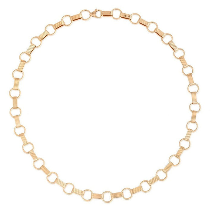 Diamond Handmade Link Necklace in 14K Yellow Gold