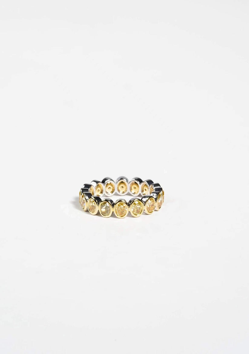 Bezel Yellow Sapphire Eternity Band Ring in 18K Yellow Gold