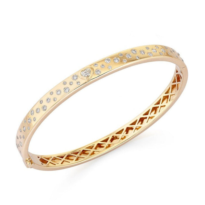 Simple Shine Diamond Bangle Bracelet in 14K Yellow Gold