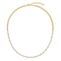 Lattice Diamond Station Necklace in 14K Yellow Gold