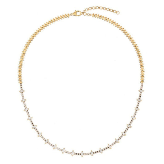 Lattice Diamond Station Necklace in 14K Yellow Gold