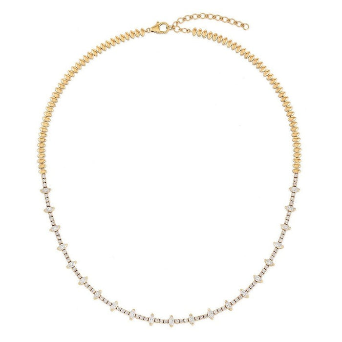 Lattice Diamond Station Necklace in 14K Yellow Gold