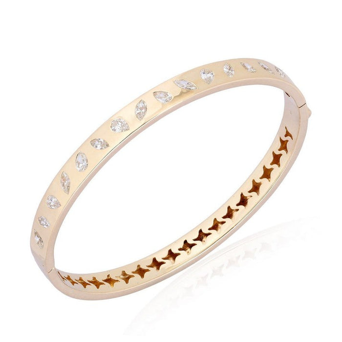 Sylvan Gleam Marquise Diamond Leaf Bracelet in 14K Yellow Gold
