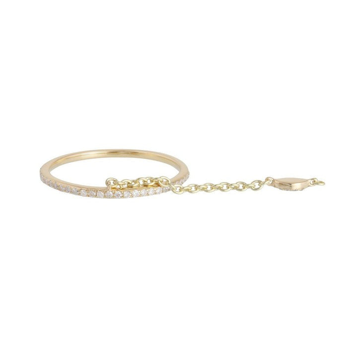 Slim Diamond Bangle Safety Chain Bracelet in 14K Yellow Gold