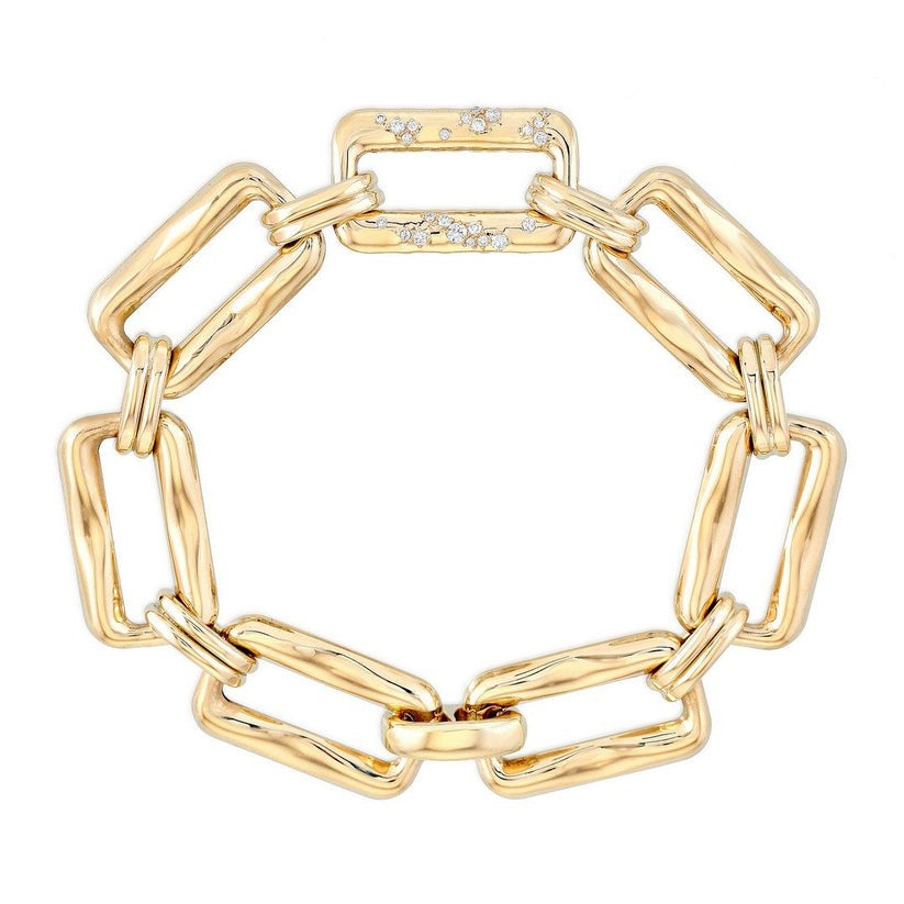 Baguette Rectangular Link Bracelet in 14K Yellow Gold