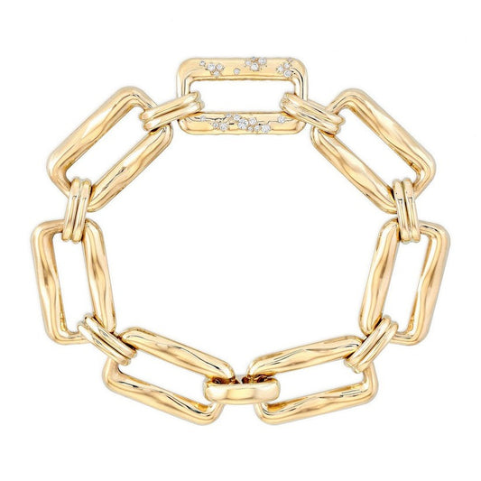 Baguette Rectangular Link Bracelet in 14K Yellow Gold