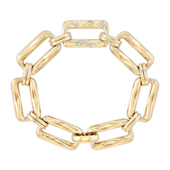 Baguette Rectangular Link Bracelet in 14K Yellow Gold