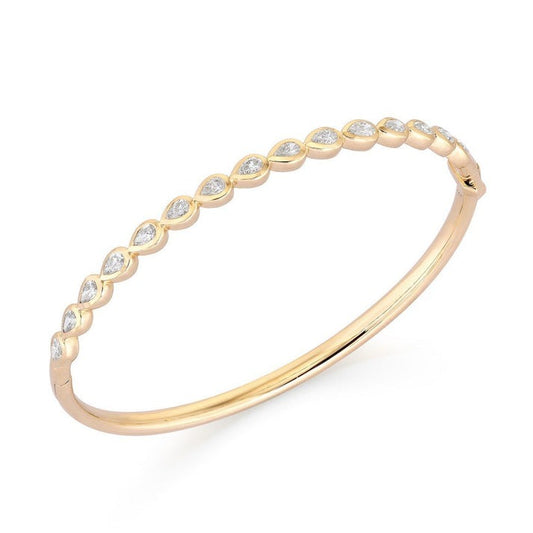 Golden Teardrops Bezel Set Diamond Bracelet in 14K Gold