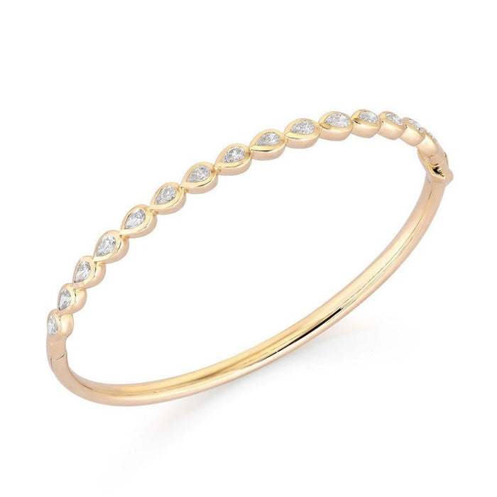 Golden Teardrops Bezel Set Diamond Bracelet in 14K Gold