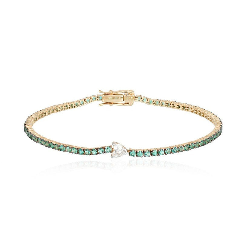Fancy Ruby Diamond Tennis Bracelet in 14K Yellow Gold