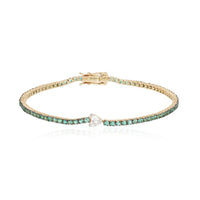 Fancy Ruby Diamond Tennis Bracelet in 14K Yellow Gold