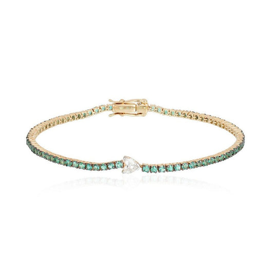 Fancy Ruby Diamond Tennis Bracelet in 14K Yellow Gold