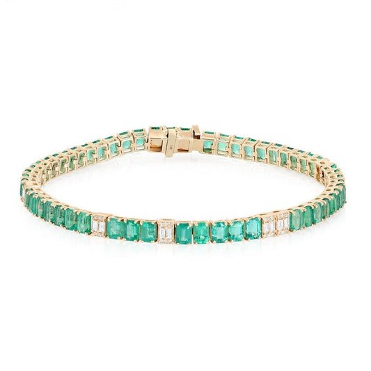 Regal Rhythm Emerald Line Bracelet in 14K Yellow Gold