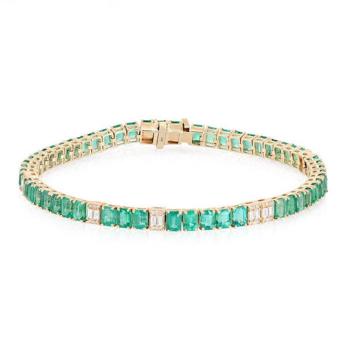 Regal Rhythm Emerald Line Bracelet in 14K Yellow Gold