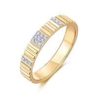 Textured Square Diamond Cluster Ring in 14K Yellow Gold