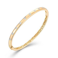 Ten Diamonds Bangle Bracelet in 14K Yellow Gold