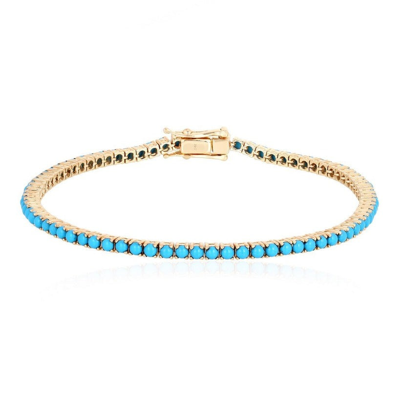 Azure Line Turquoise Tennis Bracelet in 18K Yellow Gold