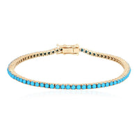 Azure Line Turquoise Tennis Bracelet in 18K Yellow Gold