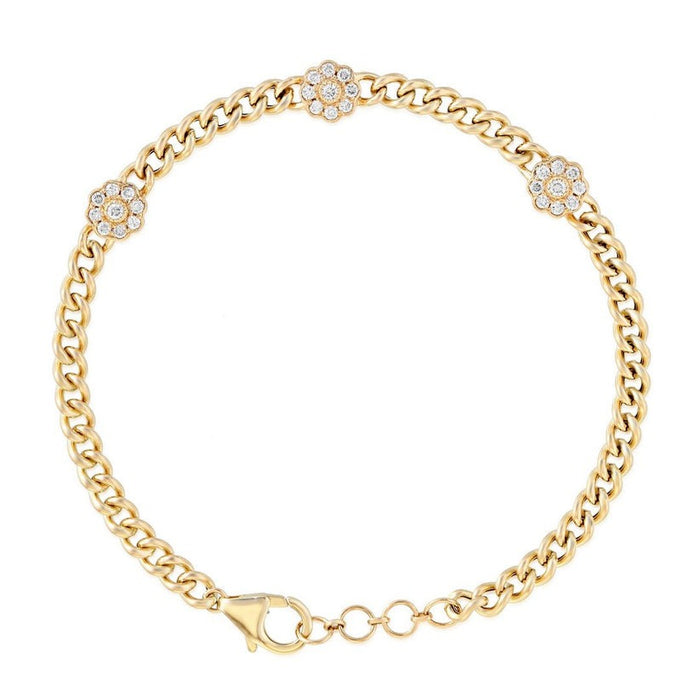 Golden Garden Flower Cluster Link Bracelet in 14K Gold