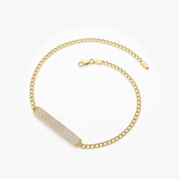 Round Diamond Bar Diamond Bracelet in 14K Yellow Gold