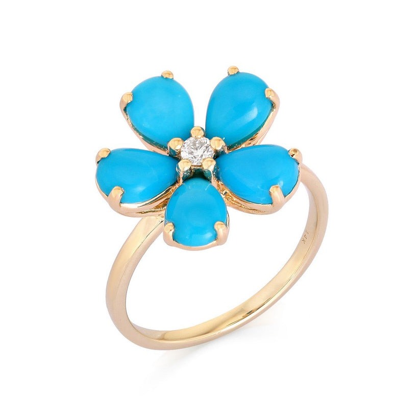 Blue Tourmaline Diamond Signet Ring in 14K Yellow Gold