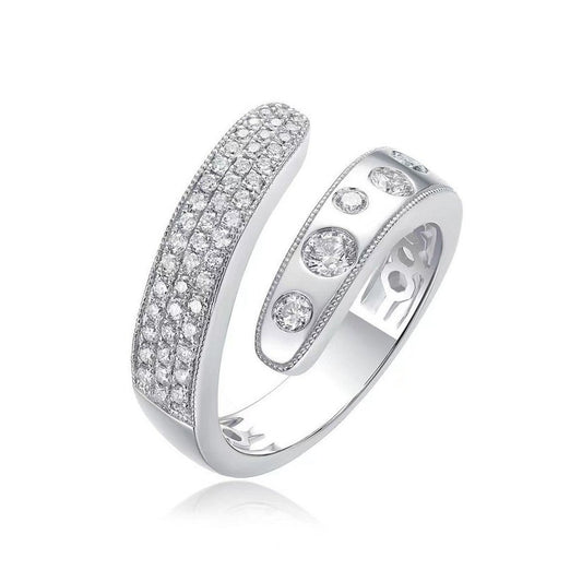 Open Ring Pave Diamond Ring in 14K White Gold
