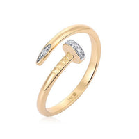 Diamond Tipped Nail Open Wrap Ring in 14K Yellow Gold