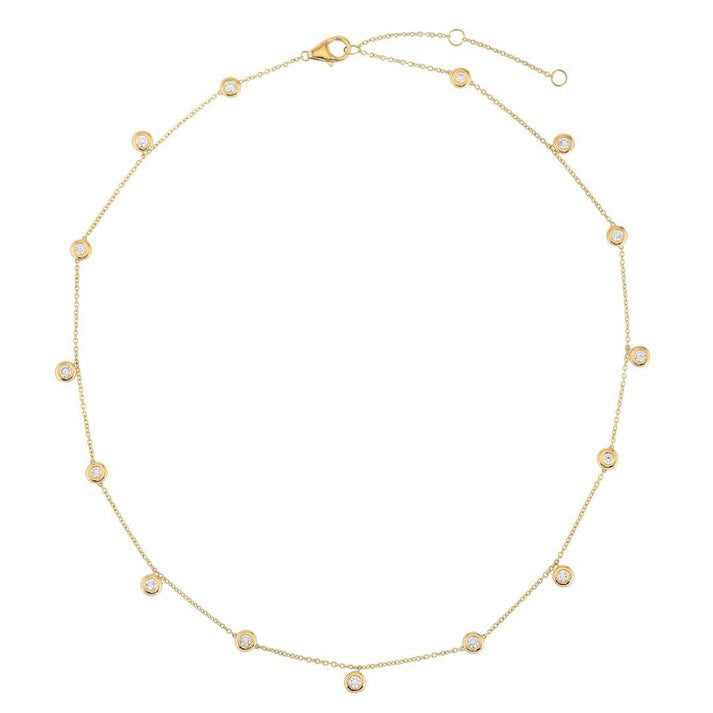 Multi-Sapphire Emerald Station Necklace in 14K Yellow Gold