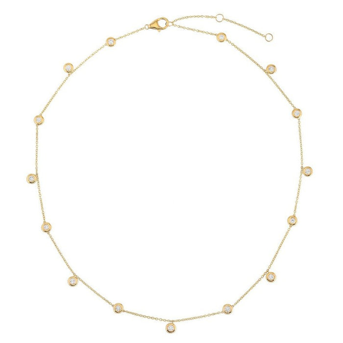 Multi-Sapphire Emerald Station Necklace in 14K Yellow Gold