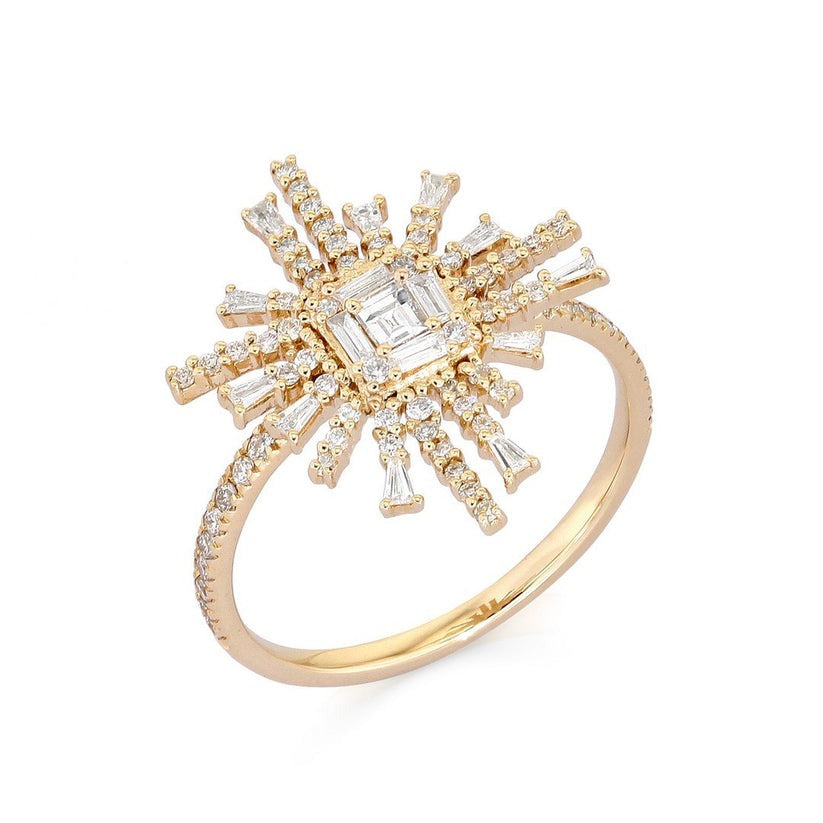 Signature Baguette Diamond Signet Ring in 14K Yellow Gold