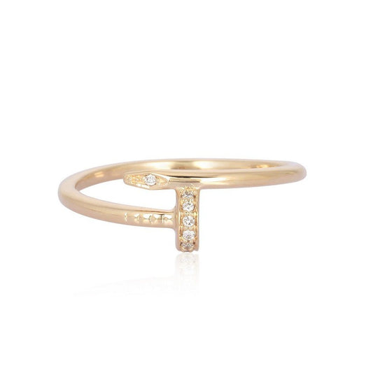 Beauty Diamond Open Wrap Ring in 14K Yellow Gold
