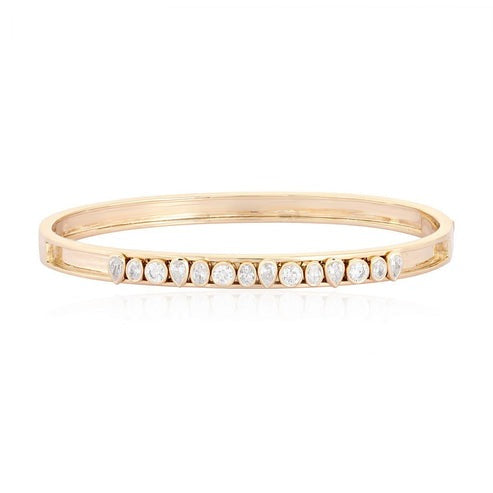 Round Pear Cut Diamonds Bangle Bracelet in 14K Gold