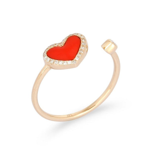 Diamond Starlight Heart Open Wrap Ring in 14K Yellow Gold
