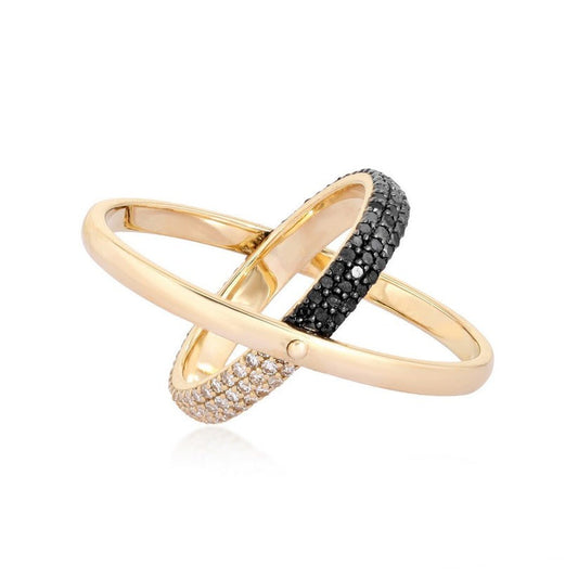 Spiraling Diamond Open Wrap Ring in 14K Yellow Gold