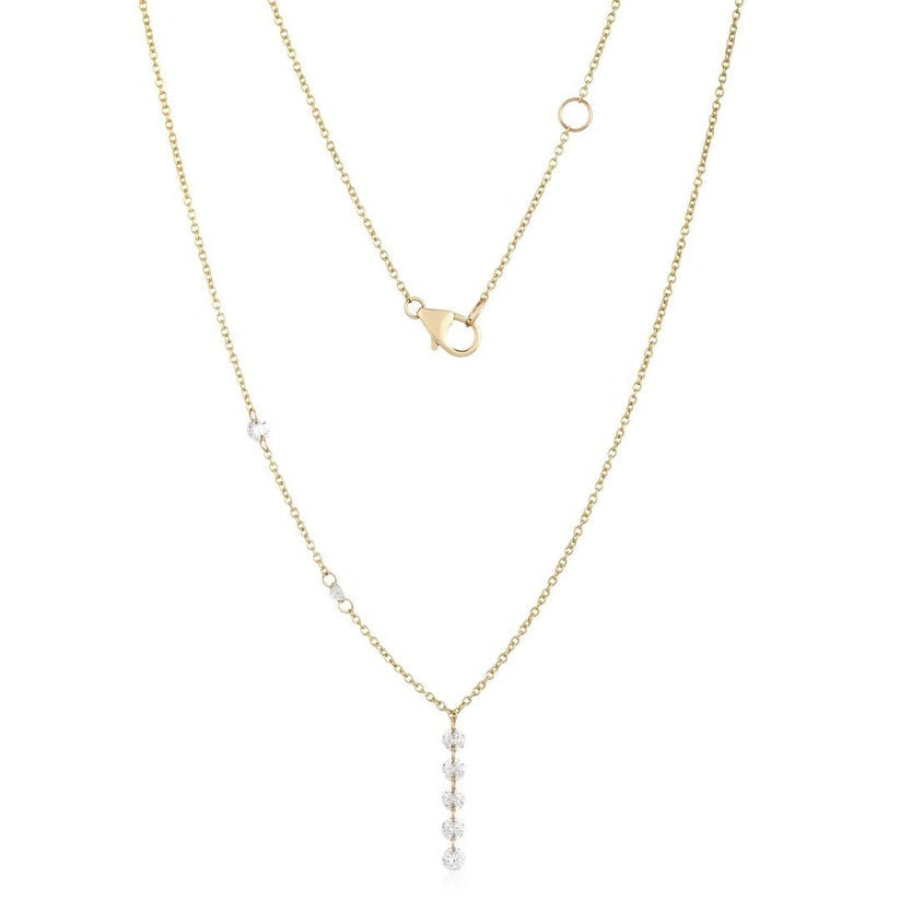 Vertical Chain Diamond Drop Pendant Necklace in 14K Yellow Gold