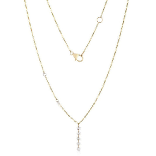 Vertical Chain Diamond Drop Pendant Necklace in 14K Yellow Gold