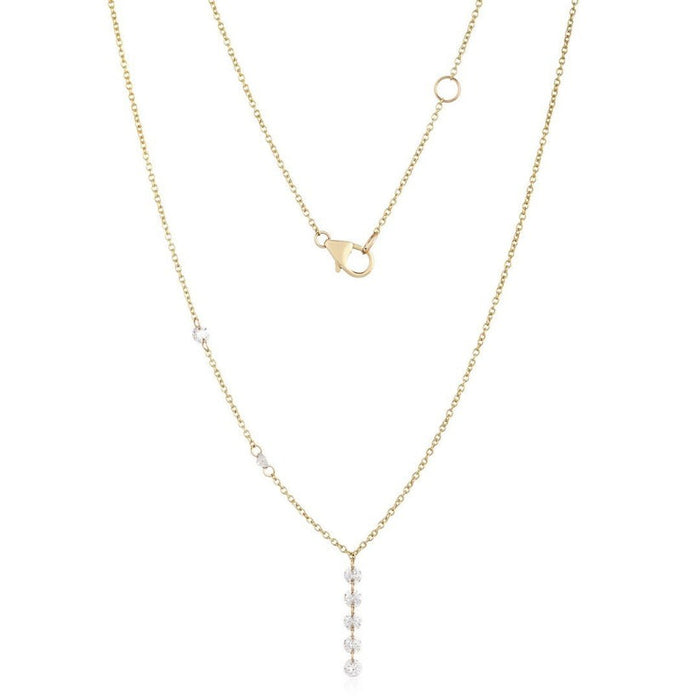 Vertical Chain Diamond Drop Pendant Necklace in 14K Yellow Gold