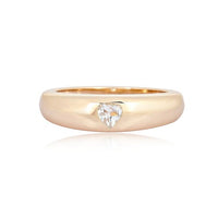 Solitaire Heart Diamond Band Ring in 14K Yellow Gold