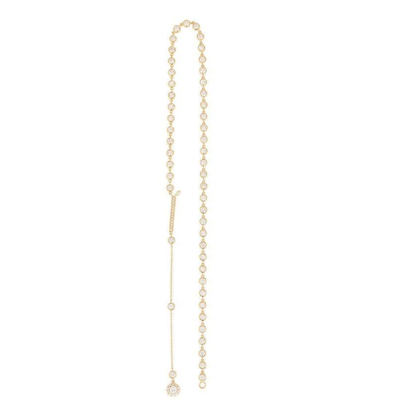 Diamond Drop Lariat Necklace in 14K Yellow Gold