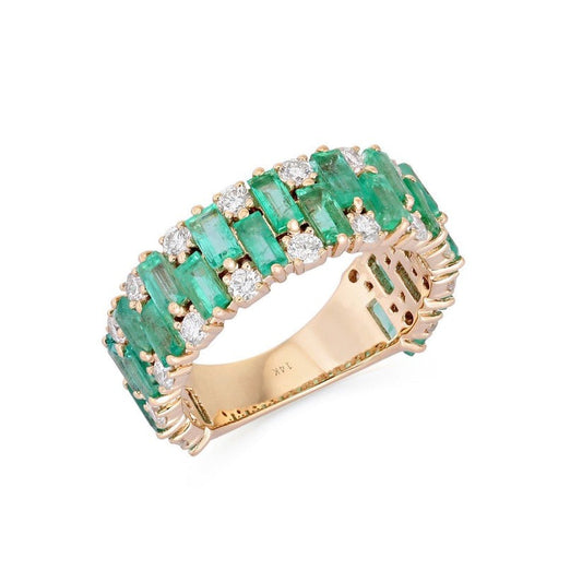 Sapphire Gemstone Diamond Eternity Ring in 14K Yellow Gold
