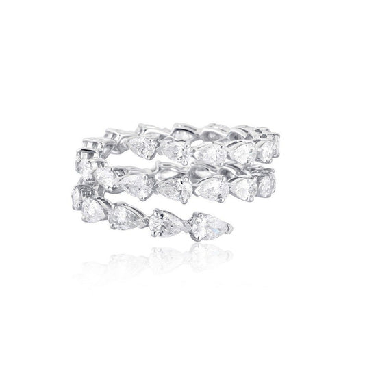 Sleek Diamond Open Wrap Ring in 18K White Gold