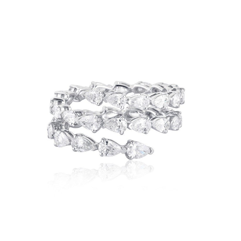 Sleek Diamond Open Wrap Ring in 18K White Gold