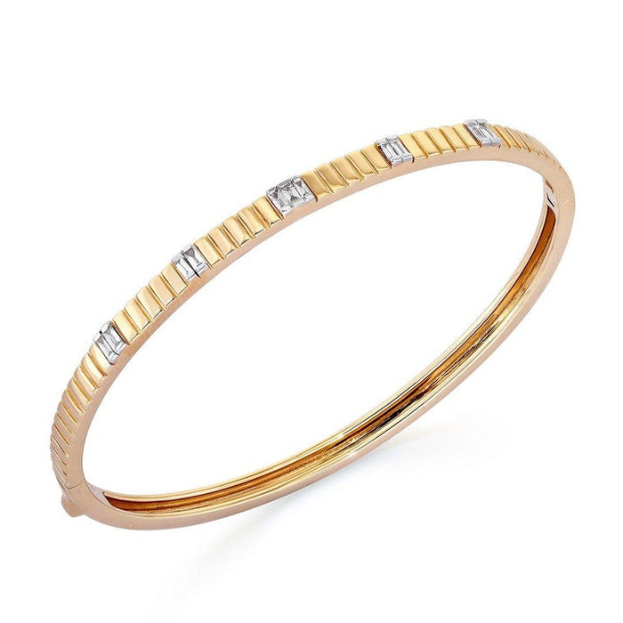 Golden Axis Linear Diamond Inset Bracelet in 14K Gold