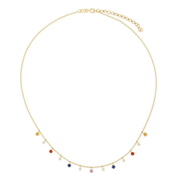 Crescent Blue Sapphire Moon Necklace in 14K Yellow Gold