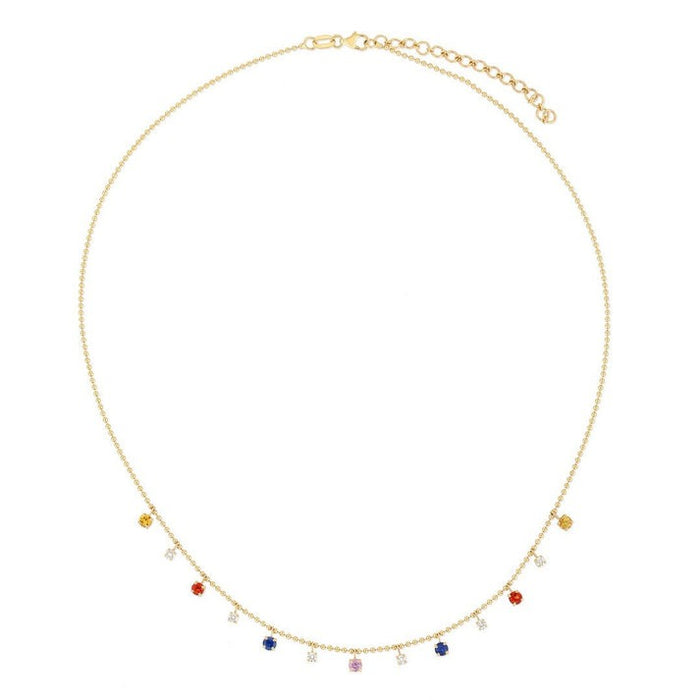 Crescent Blue Sapphire Moon Necklace in 14K Yellow Gold