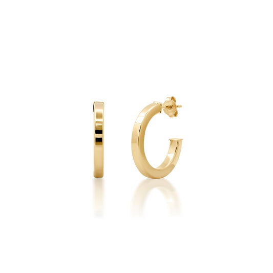 Plain Huggie Hoop Earrings in 14K Yellow Gold
